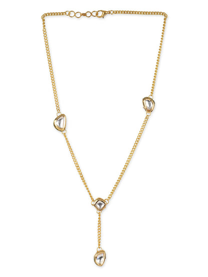 Gold-Toned White Brass Gold-Polished Necklace - Ruby Raang