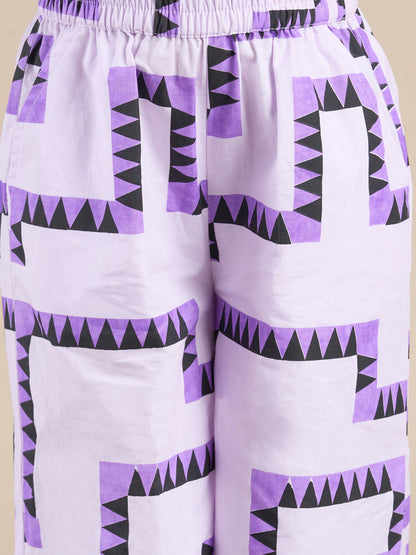 Snakes and Ladders Girls Purple Table Print Top and Pant Set from Siblings Collection