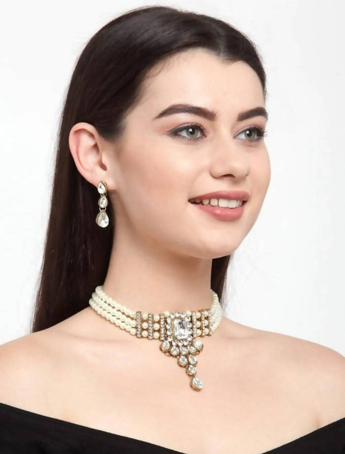 Mominos Fashion Traditional Design Necklace with Stone & Pearls
