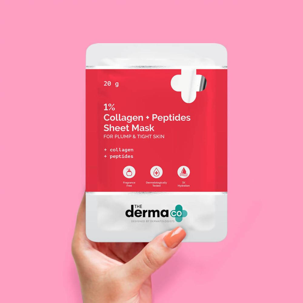 The Derma Co 1% Collagen + Peptides Sheet Mask - 20 gms