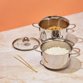 Vinod Stainless Steel Tuscany Combo Set Piece with Glass Lid Induction Friendly