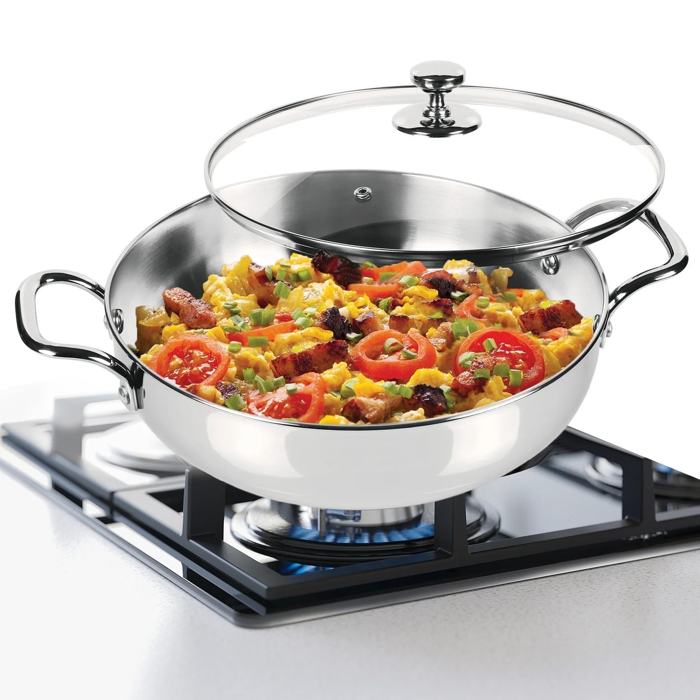 Milton Stainless Steel Kadhai with Glass Lid - 22cm