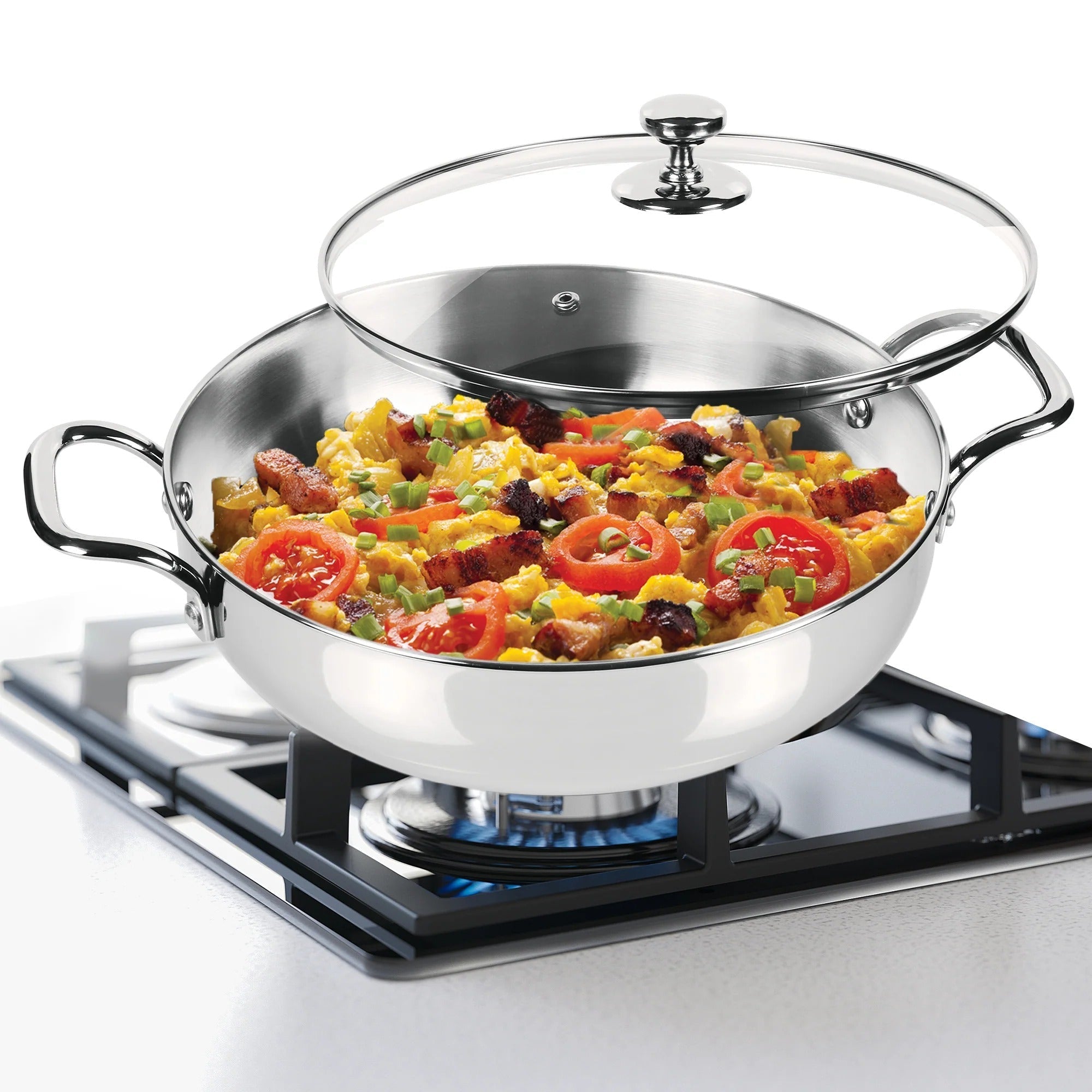 Milton ProCook Stainless Steel Sandwich Bottom Kadhai with Glass Lid