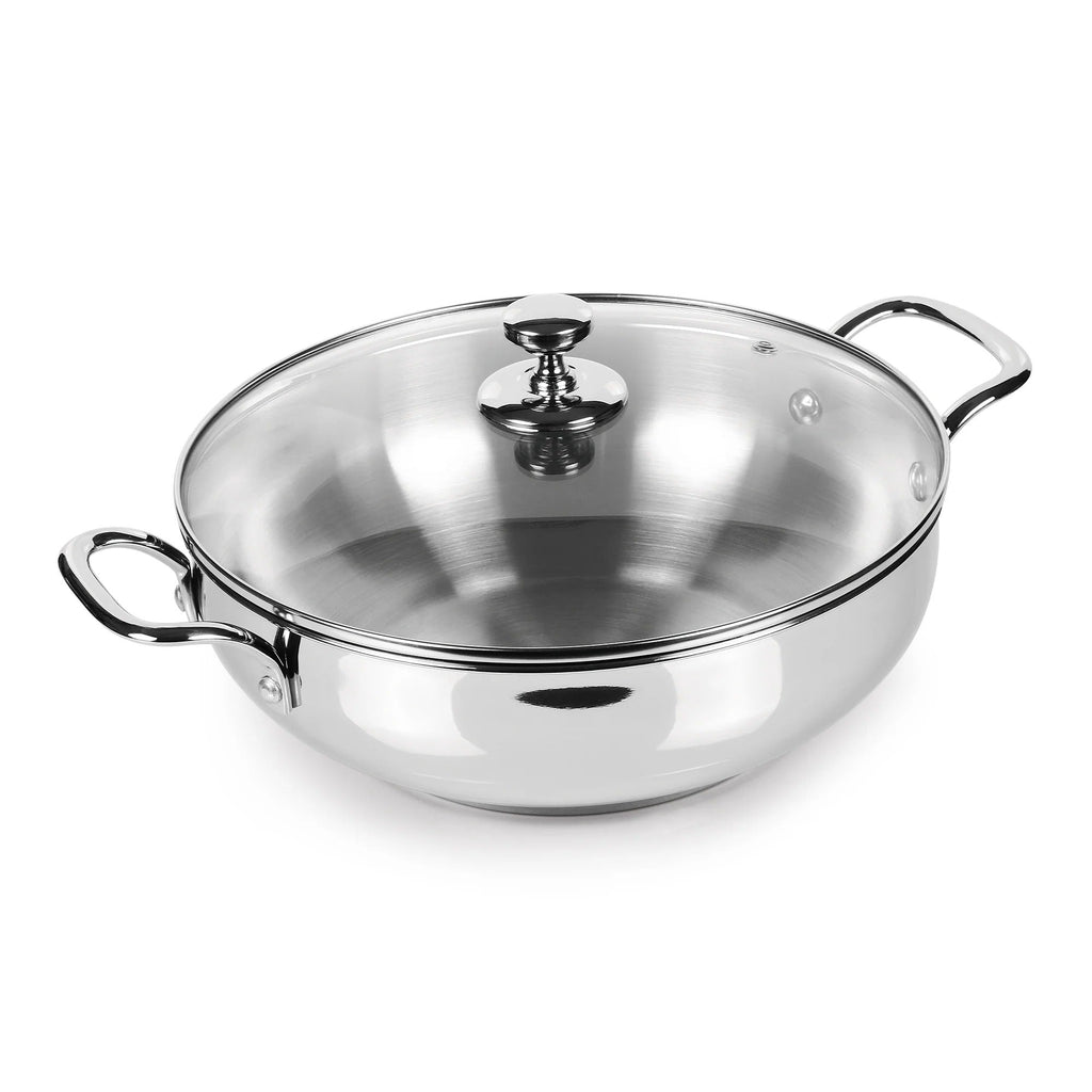 Milton Stainless Steel Kadhai with Glass Lid - 22cm