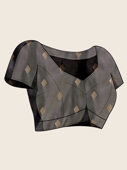 Vedant Vastram Soft Litchi Silk Banarasi Silk Jacquard Saree - Black