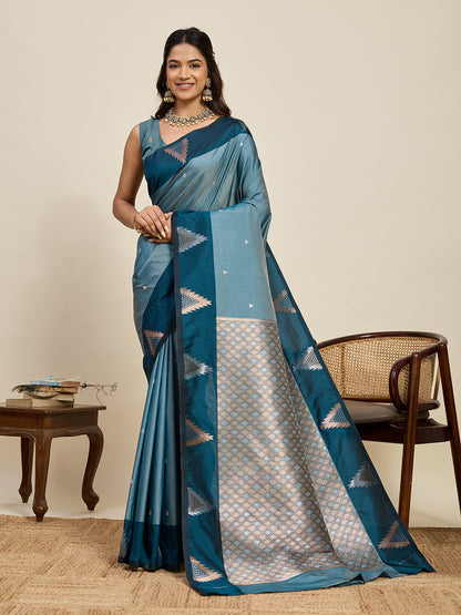 Vedant Vastram Soft Litchi Silk Banarasi Silk Jacquard Saree - Rama