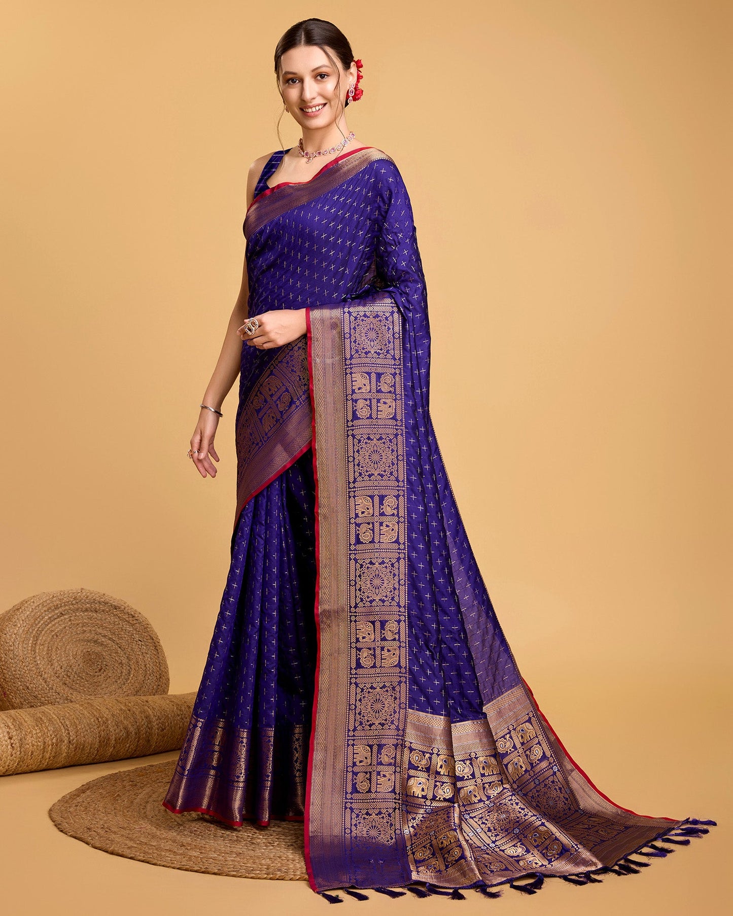Vedant Vastram Soft Litchi Silk Banarasi Silk Saree - Violate