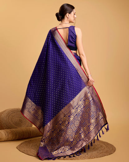 Vedant Vastram Soft Litchi Silk Banarasi Silk Saree - Violate