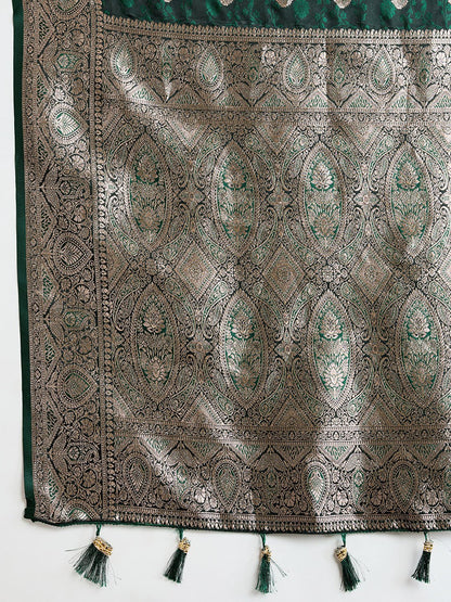 Vedant Vastram Soft Litchi SIlk Banarasi Silk Jacquard Saree - Green