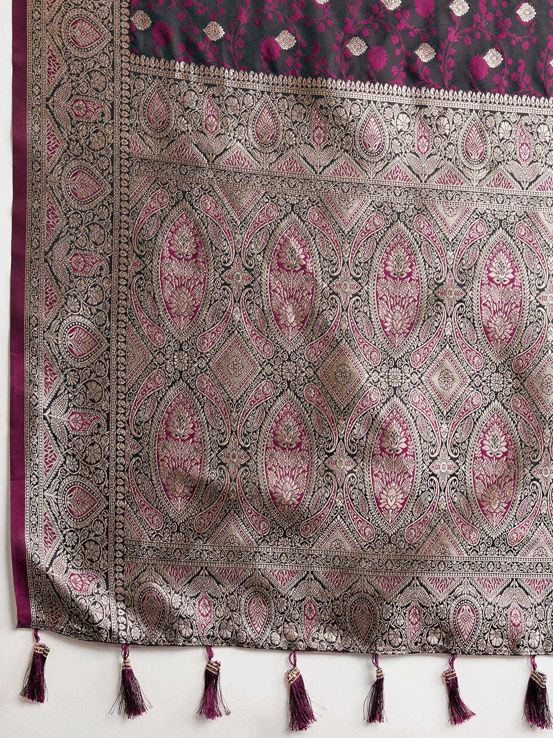Vedant Vastram Soft Litchi SIlk Banarasi Silk Jacquard Saree - Wine