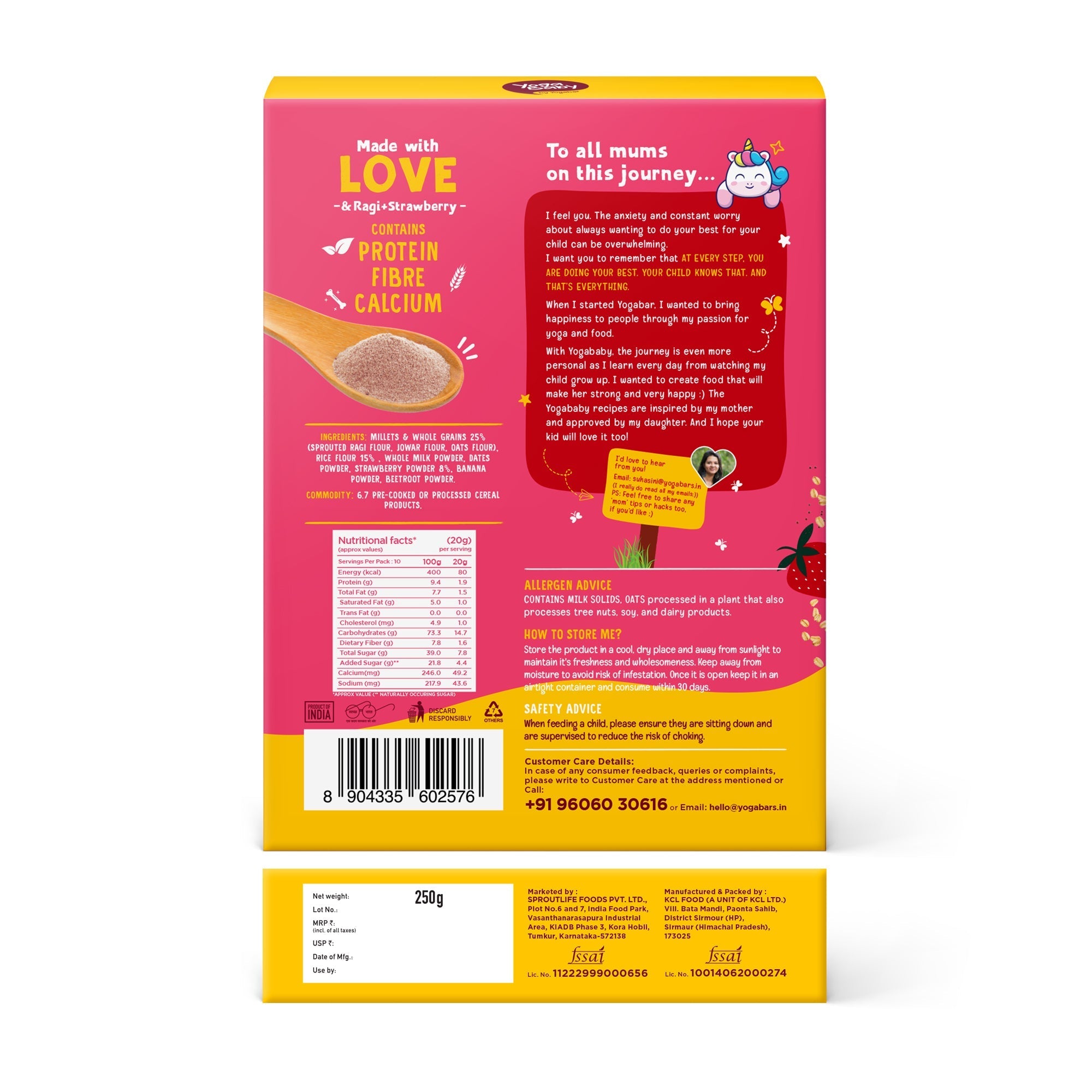 Yogabar Sprouted Ragi Mix Strawberry - 200 gms