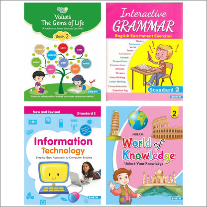 Self Enhancement Student Workbooks Grade 2| Set of 4|Computer|Grammar|World of Knowledge-Value Education| Ages 7-8 Year