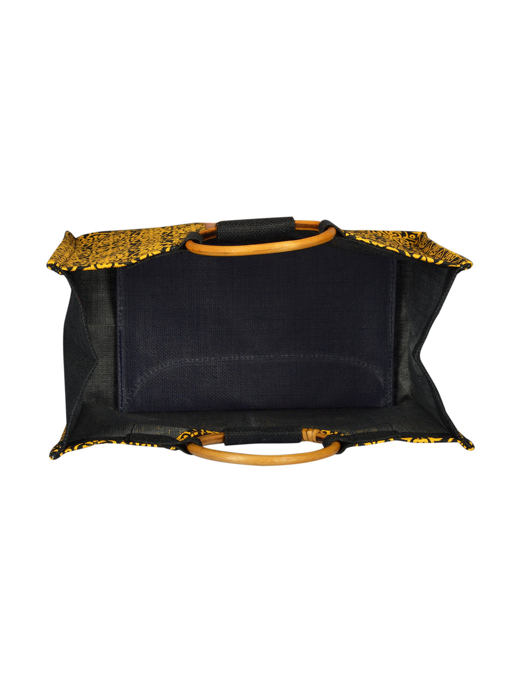 Jute Cottage Mughal Print Lunch Bag Cane Handle