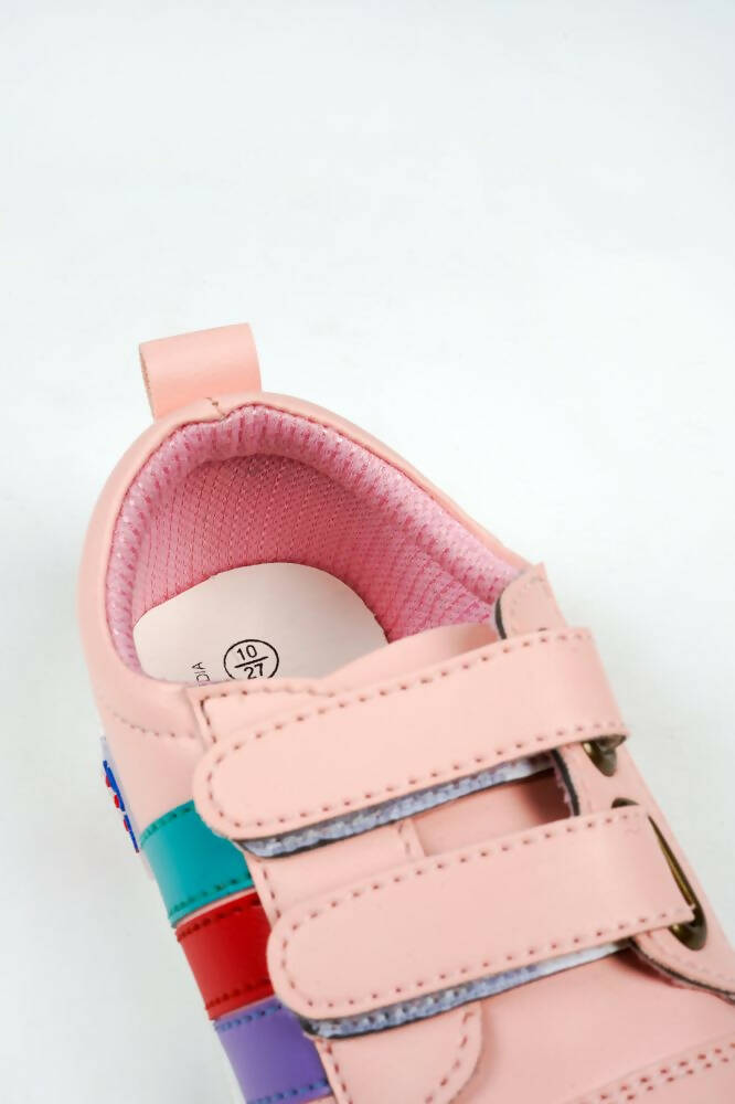 Tiny Bugs For Boys & Girls Double Velcro Sneakers - Pink