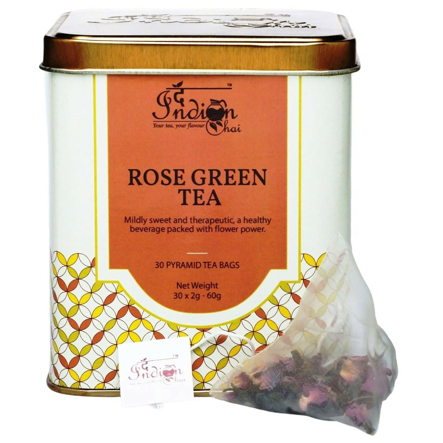The Indian Chai - Rose Green Tea 30 Pyramid Tea Bags