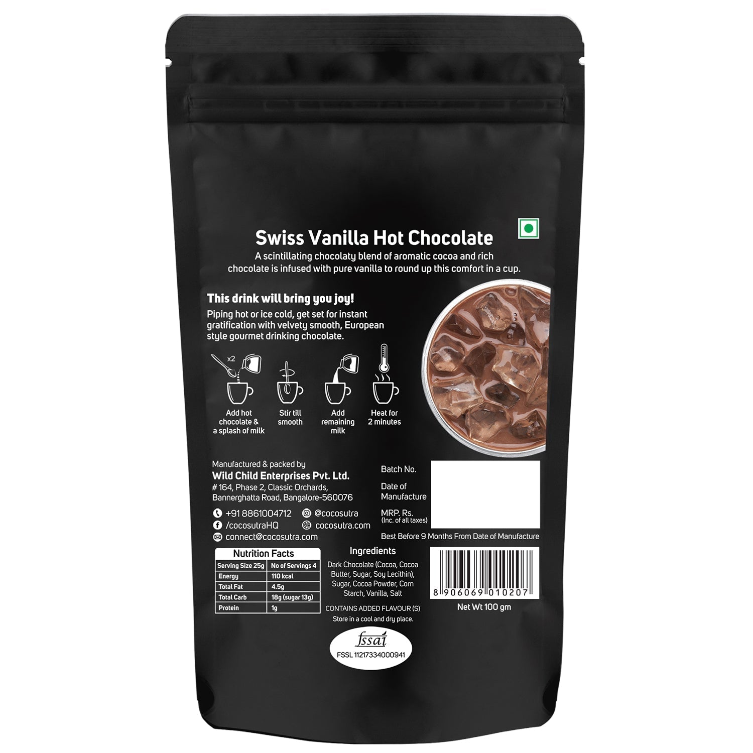 Cocosutra Swiss Vanilla Hot Chocolate Mix