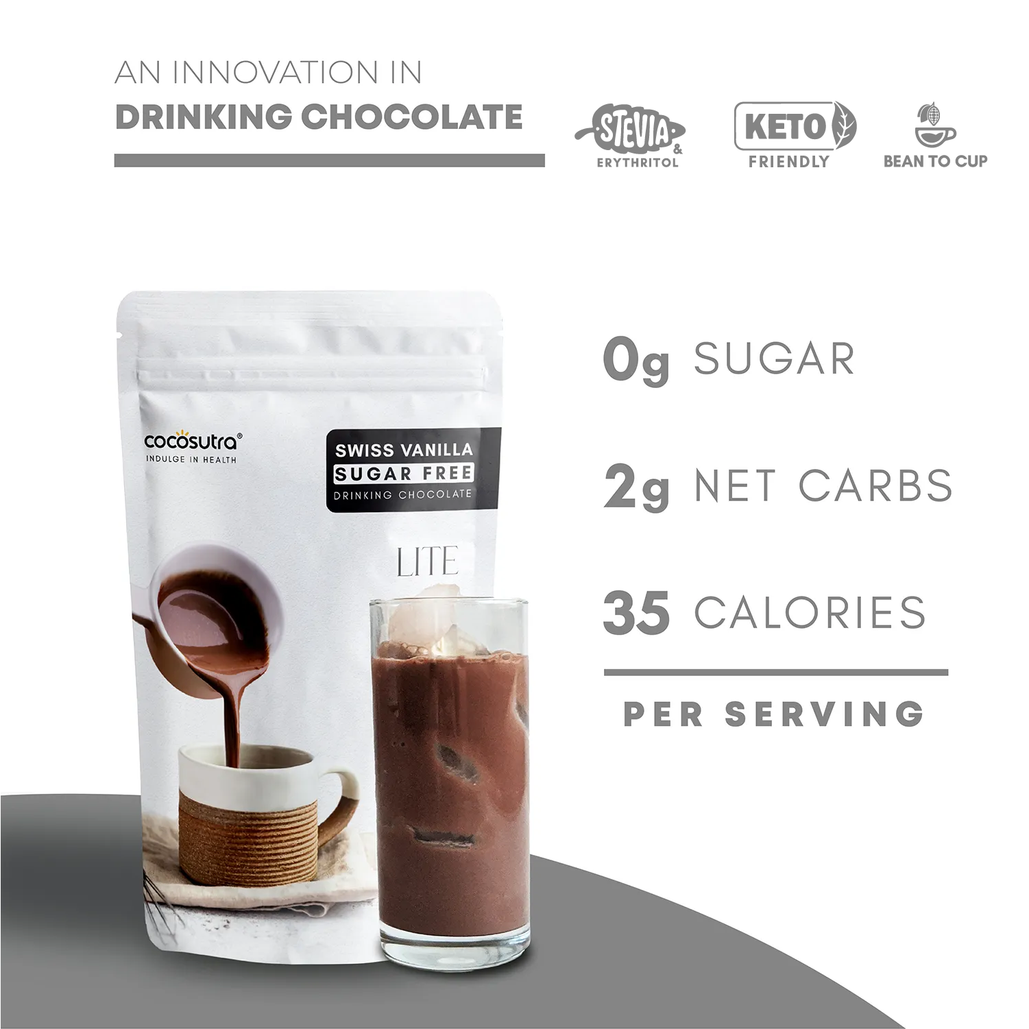 Cocosutra Sugar Free Drinking Chocolate Mix Swiss Vanilla - 200 gms