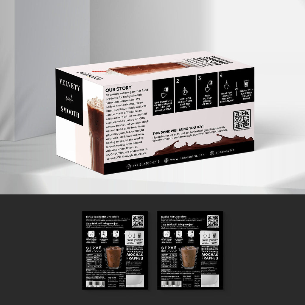 Cocosutra Swiss Vanilla & Mocha Hot Chocolate Hamper 20 Pack - 400 gms