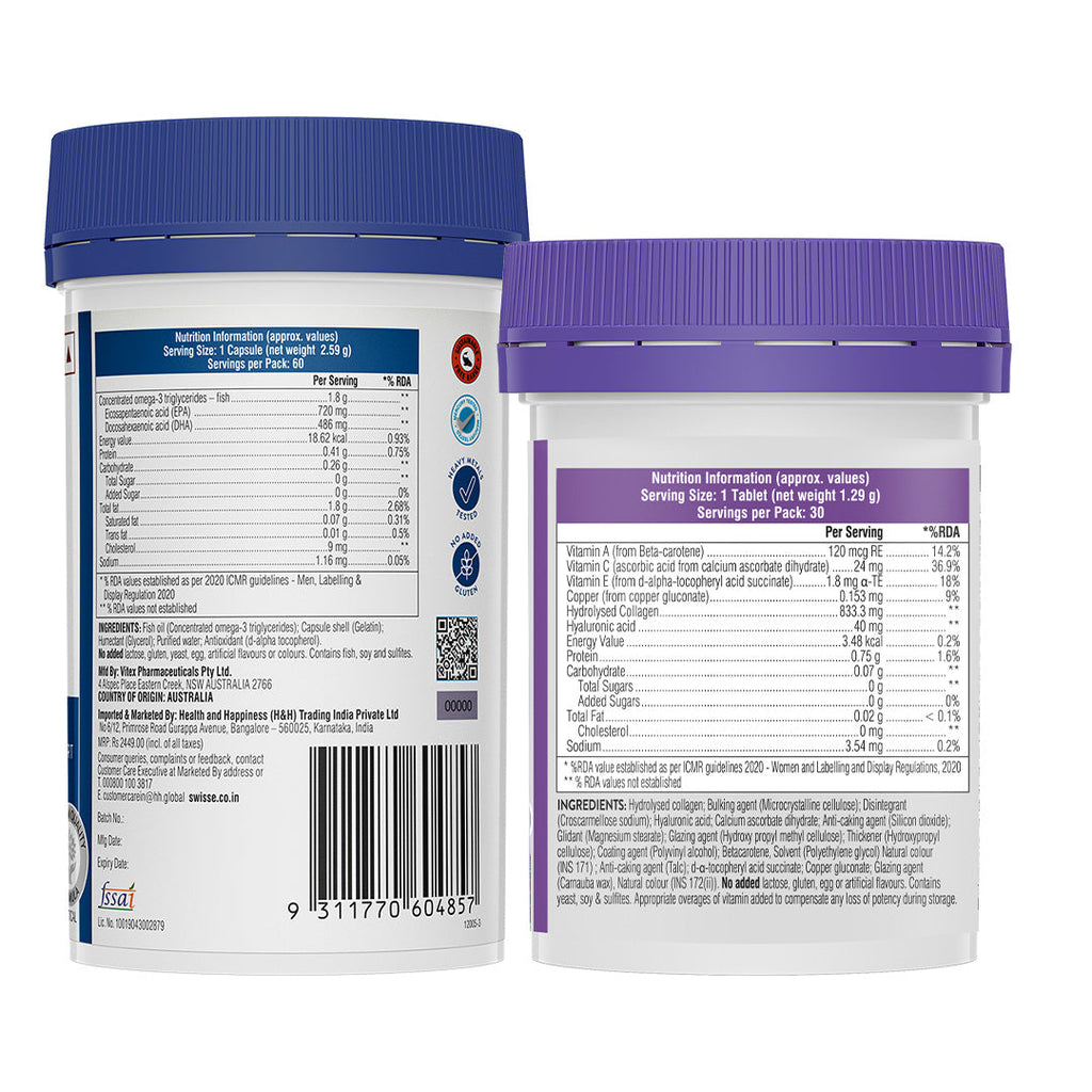 Swisse 4X Fish Oil Omega 3 & Swisse Collagen+ Combo