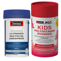 Swisse 4X Fish Oil Omega 3 & SwisseMe Kids Multivitamin Gummies Combo