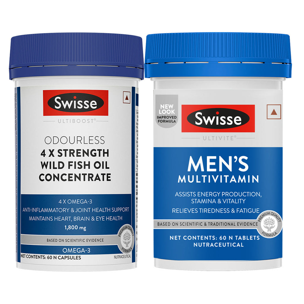 Swisse 4X Fish Oil Omega 3 & Swisse Multivitamin For Men Combo