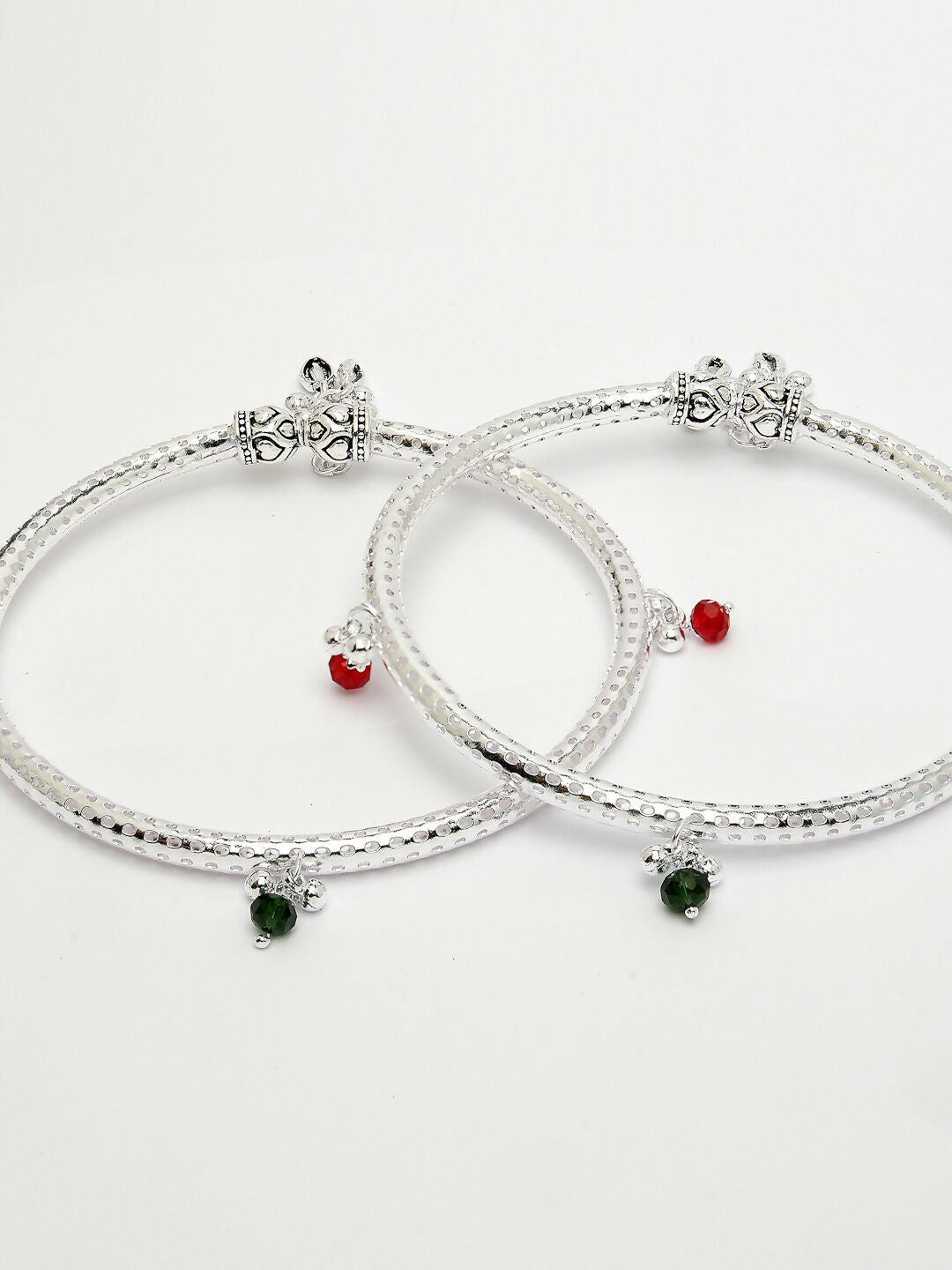 NVR Women's Set of 2 Silver-Plated Kada Anklets