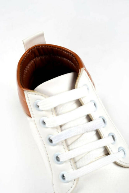 Tiny Bugs For Boys & Girls Mid Top Sneakers - White & Tan
