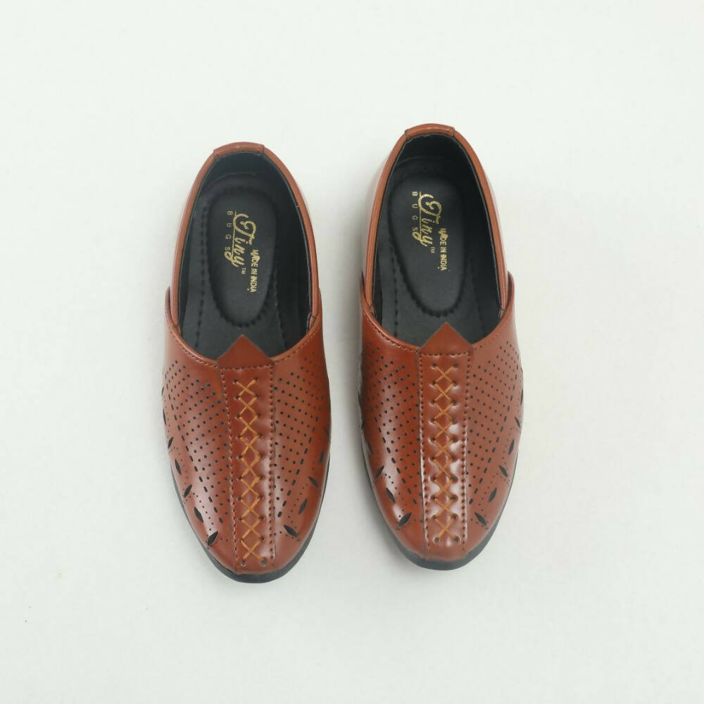 Tiny Bugs Boys Party & Ethnic Wear Mojari - Tan Color