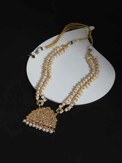 White Brass Gold-Polished Necklace - Ruby Raang