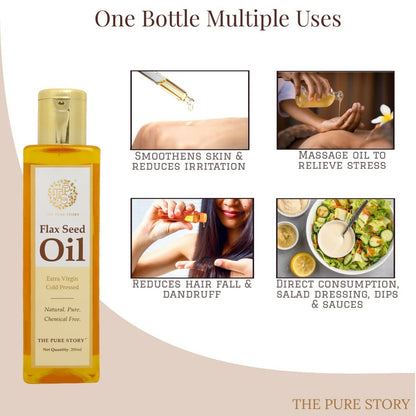 The Pure Story Natural Cold Pressed Flax Seed Oil for Hair & Skin