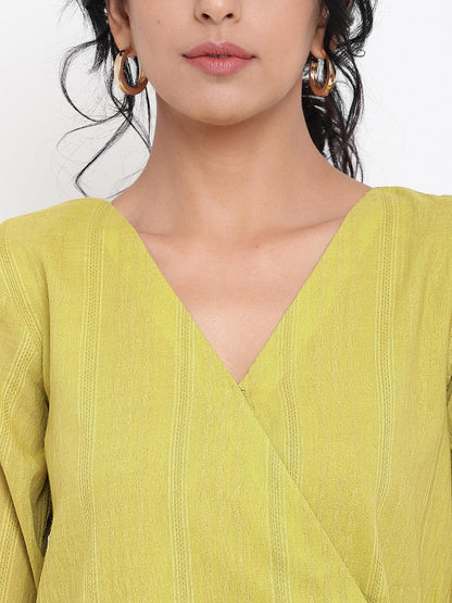 trueBrowns Green Cotton Angrakha Kurta Set | Relove