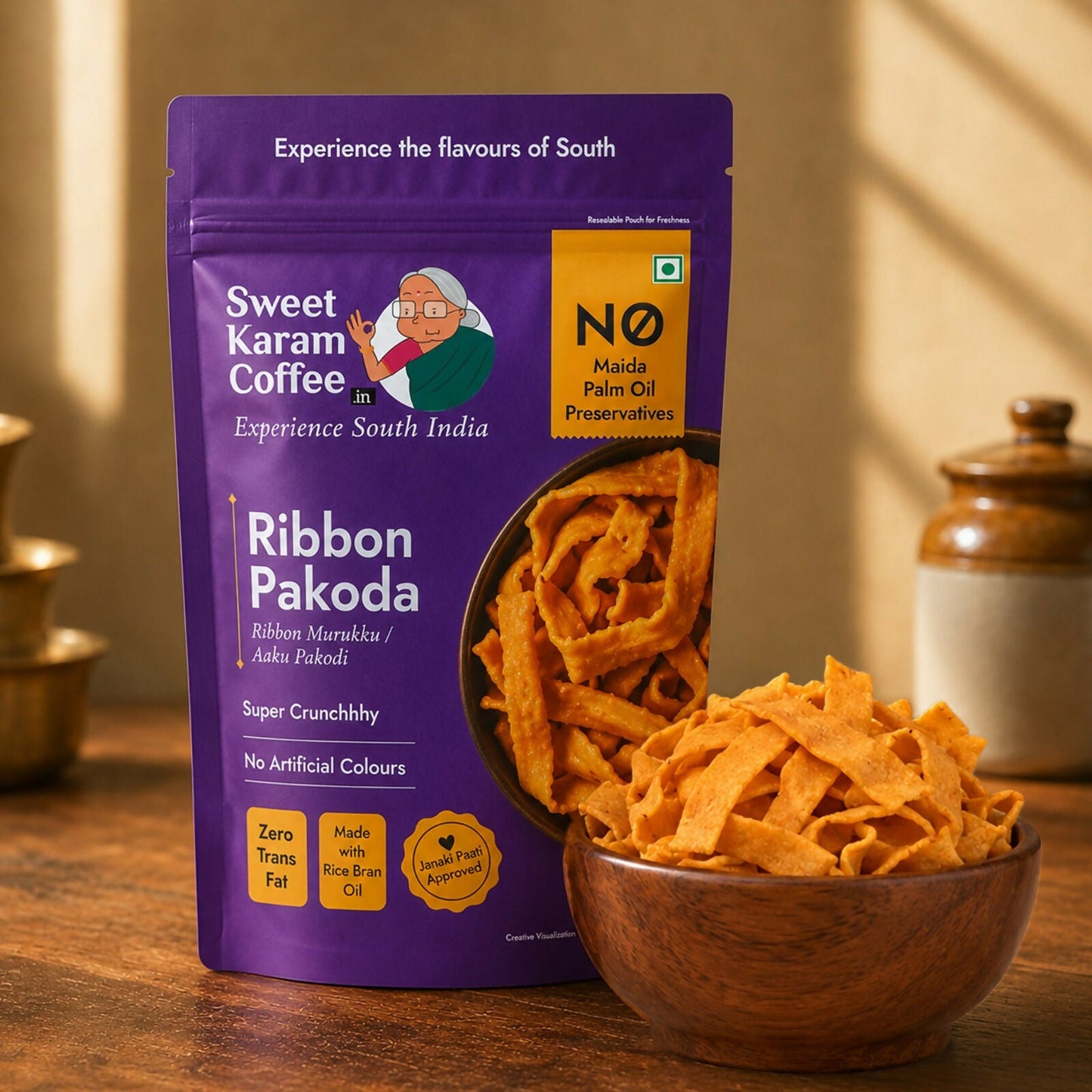 Sweet Karam Coffee Ribbon Pakoda (Ribbon Murukku)