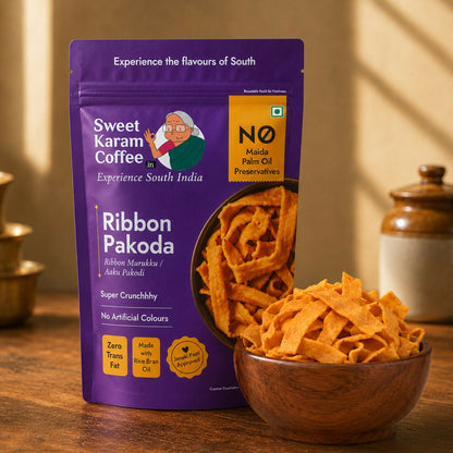 Sweet Karam Coffee Ribbon Pakoda (Ribbon Murukku)