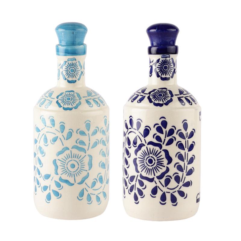 Ceramic Blue Floral Oil Dispenser | Set of 2 | 950ml | Multiple designs