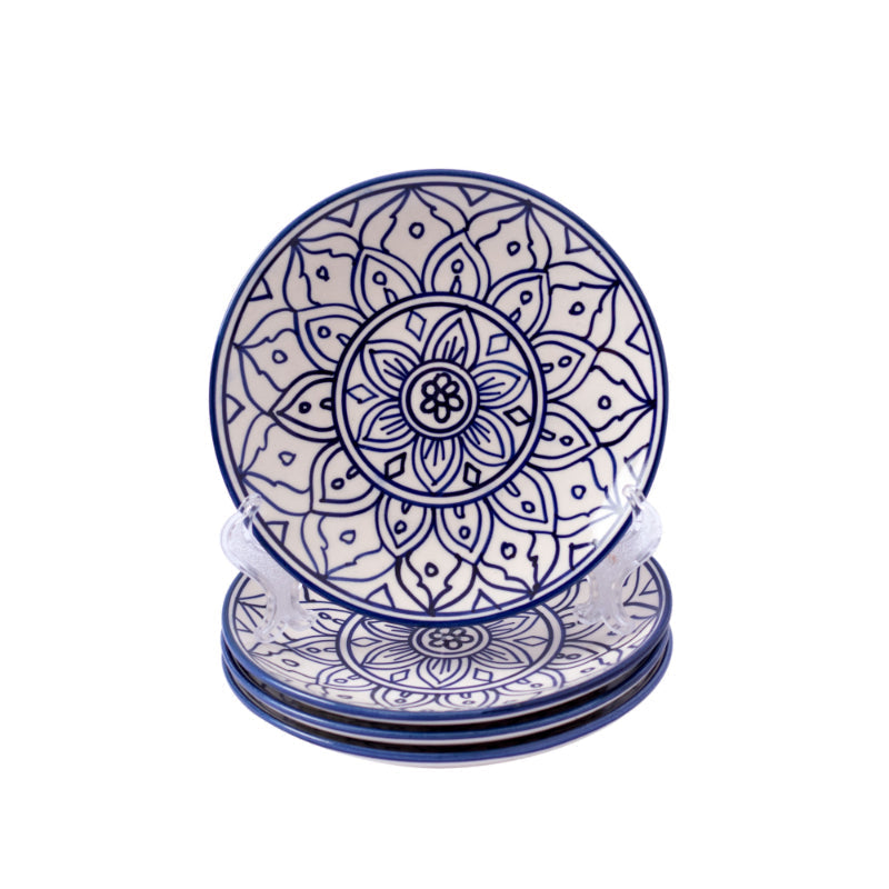 Bernise Ceramic Glossy Handcrafted Quarter Plates |Set Of 4