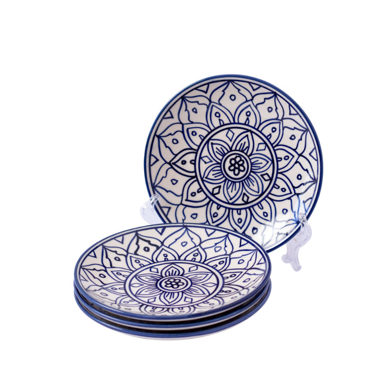 Bernise Ceramic Glossy Handcrafted Quarter Plates |Set Of 4