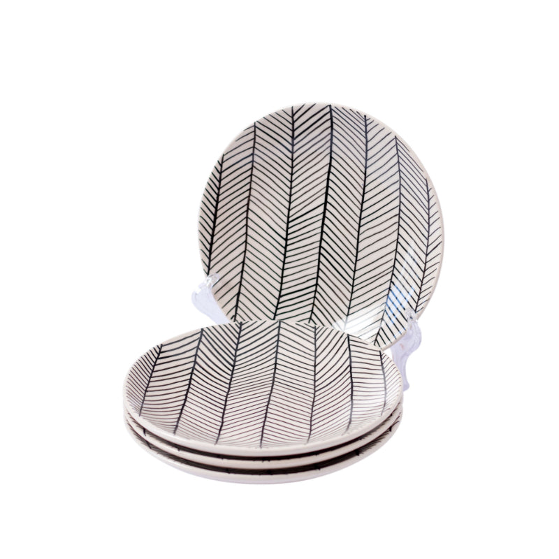 Astraea Ceramic Glossy Handcrafted Quarter Plates | Set Of 4