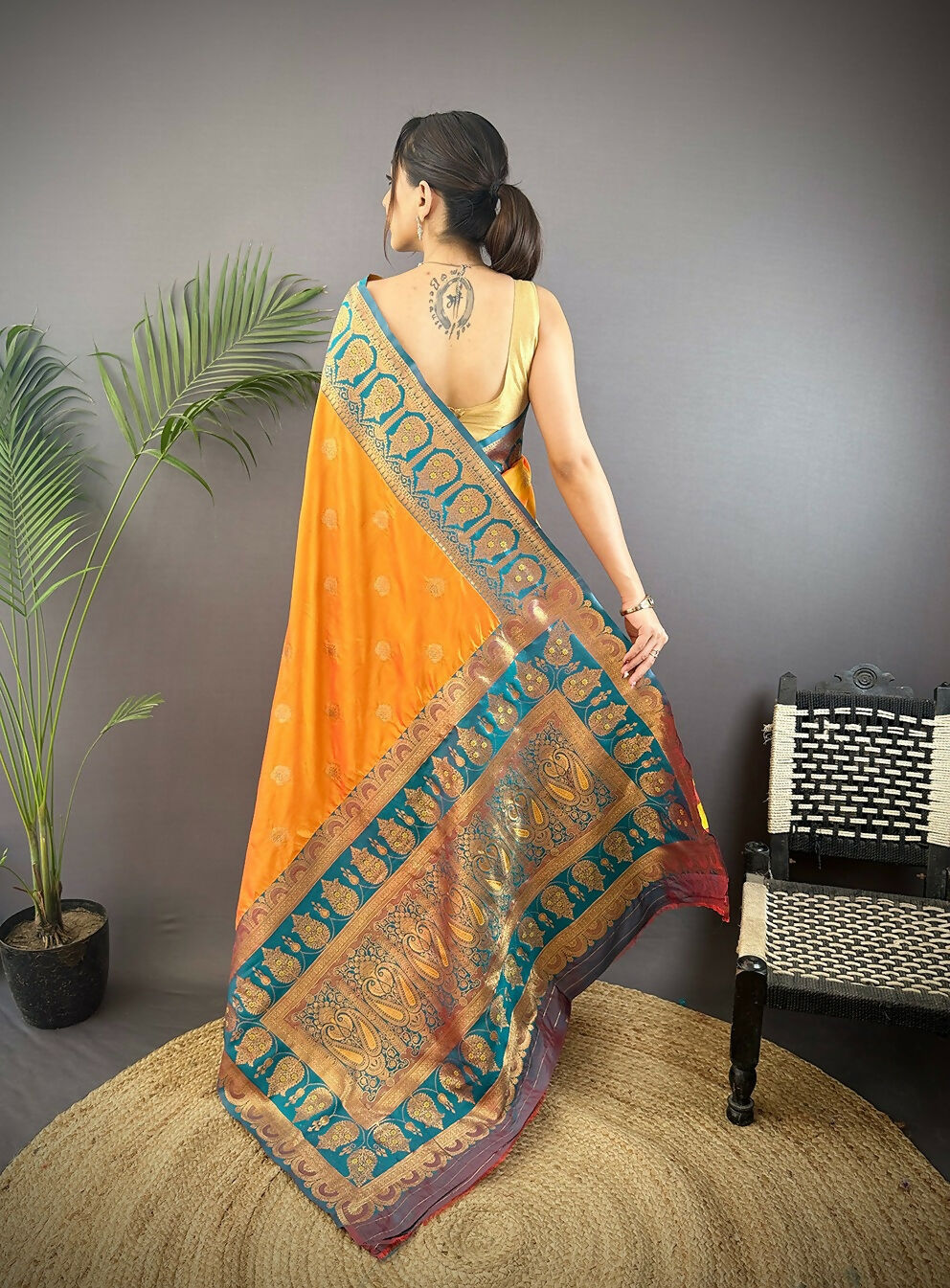 Joban Fashion Teal Butti Banarasi Silk Sarees