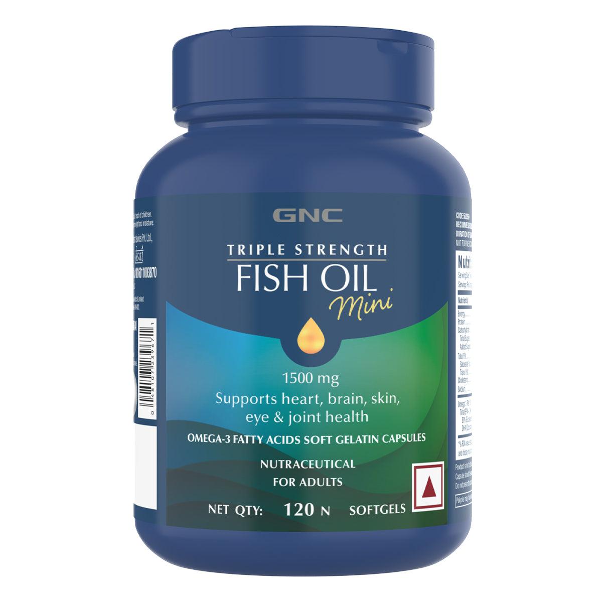 GNC Fish Oil Mini Omega 3 Capsules - 60 Caps