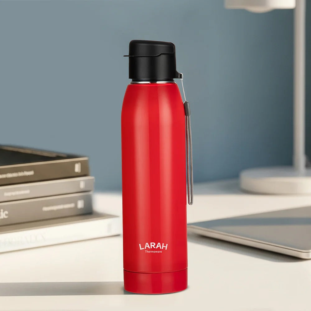 Borosil Larah Airo Round PU Thermoware Bottle 650ml Red