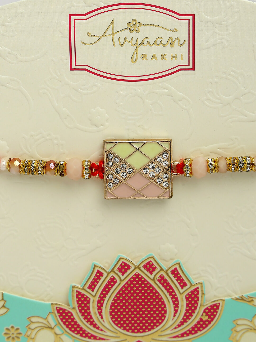 NVR Men Set of 2 Multicolor Stone-Studded Rakhi With Roli Chawal & Chocolate
