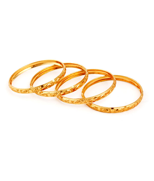 Gold-Polished Alloy Set Of 4 Bangle - The Pari