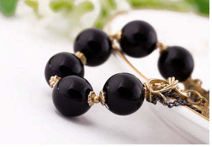 Gold-Polished Alloy Classy Beaded Charm Bracelet - The Pari
