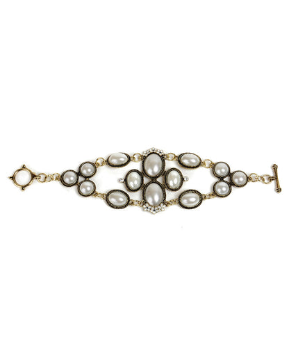 Gold-Polished Alloy Pearl Studded Designer Bracelet - The Pari