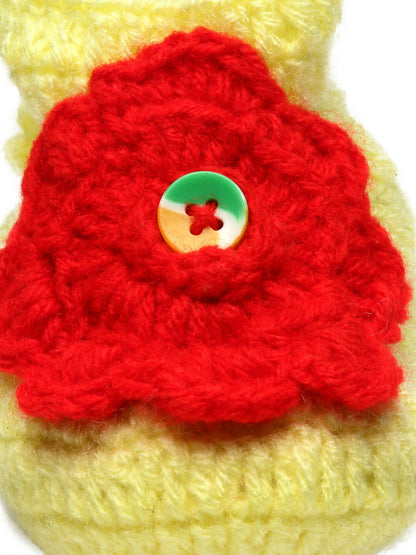 Chutput Kids Woollen Hand Knitted Flower Detailed Booties - Yellow