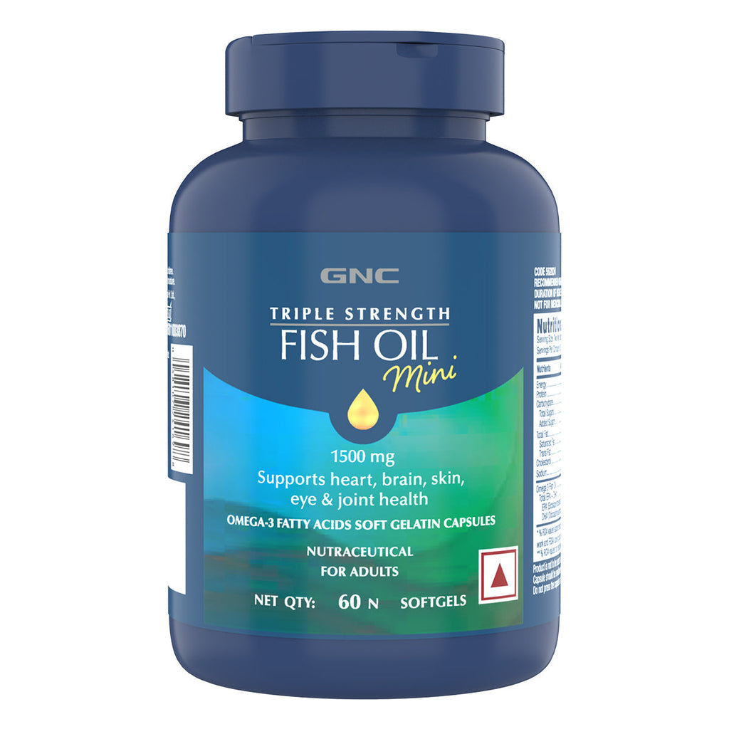 GNC Fish Oil Mini Omega 3 Capsules - 60 Caps