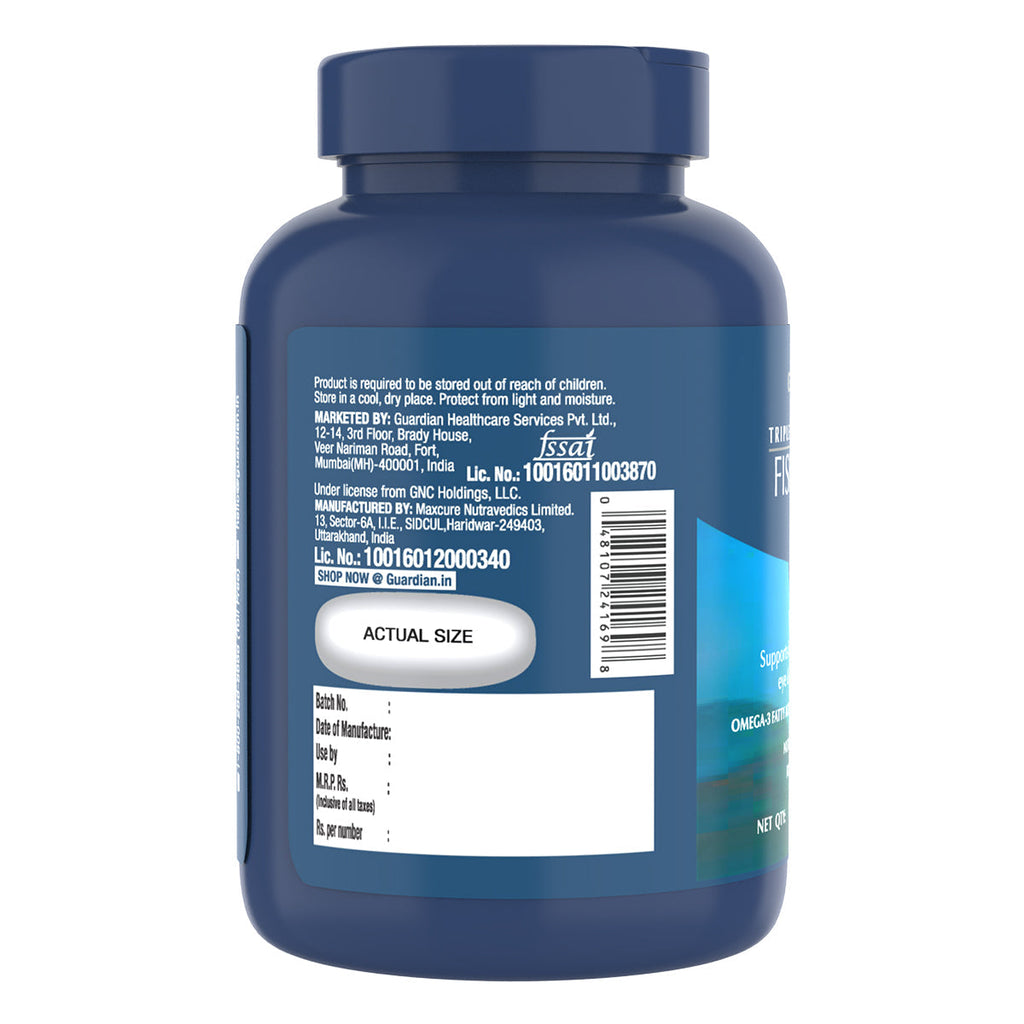 GNC Fish Oil Mini Omega 3 Capsules - 60 Caps