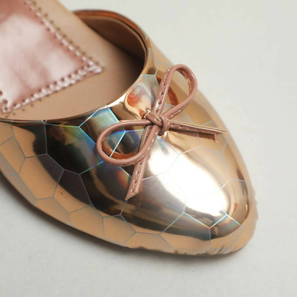 Tiny Bugs Girls Party Wear Ballerinas Heels - Peach