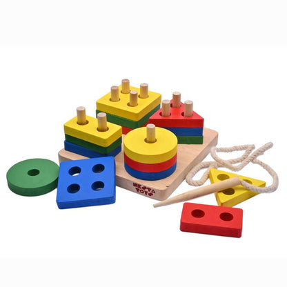 Nesta Toys Shape Sorter | Stacker | Lacing Toy - Multicolor