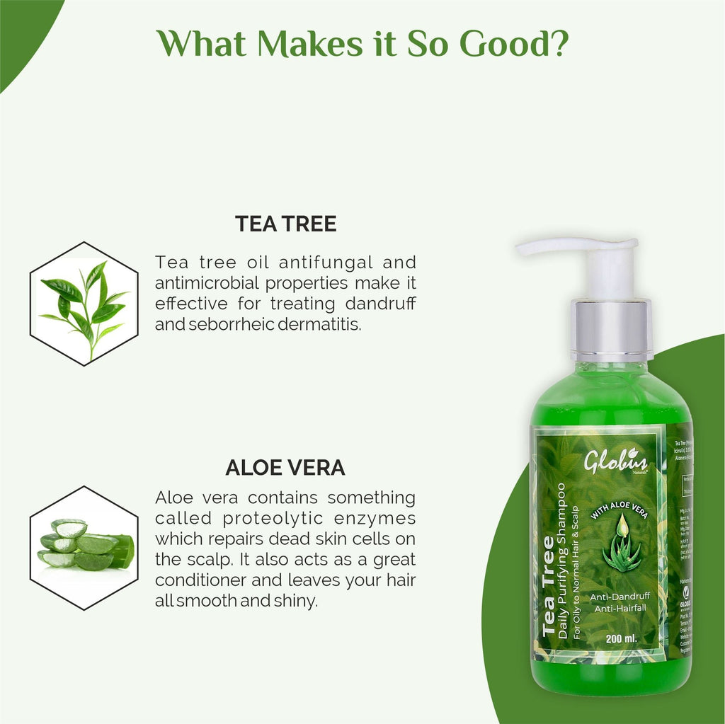 Globus Naturals Daily Purifying Tea Tree Shampoo with Aloe Vera - 200 ml